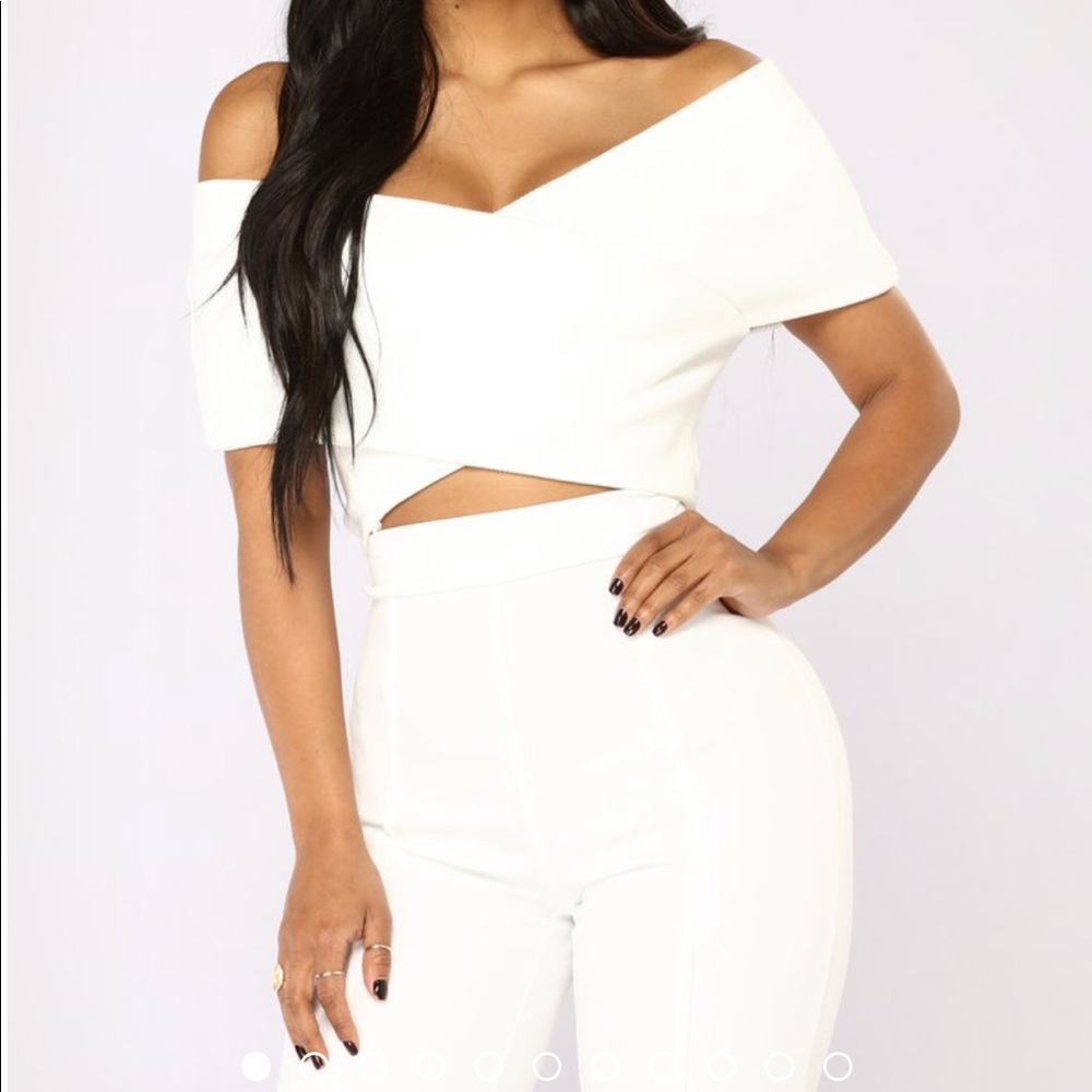 All white crop sweater